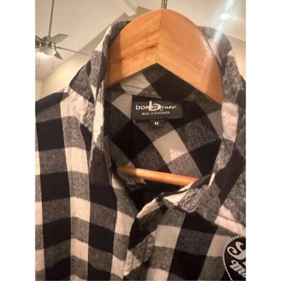 Moonshine Spirit Men's Burning Flame Plaid Print Long Sleeve Snap Western Flanne - Picture 5 of 6